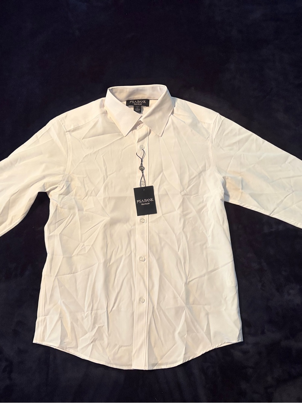 NWT Jos A Bank Traveler White Dress Shirt Size 12 Stretch Long Sleeve Button Up